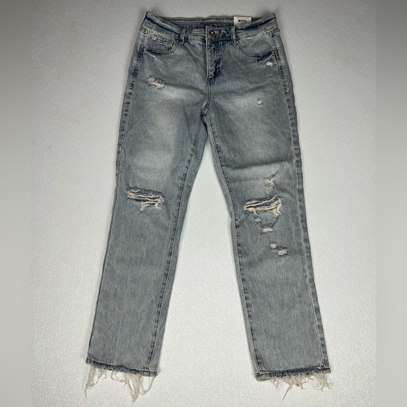 International Concepts Ripped Straight-Leg Jeans Light Indigo Size 10P NWT - Picture 2 of 11